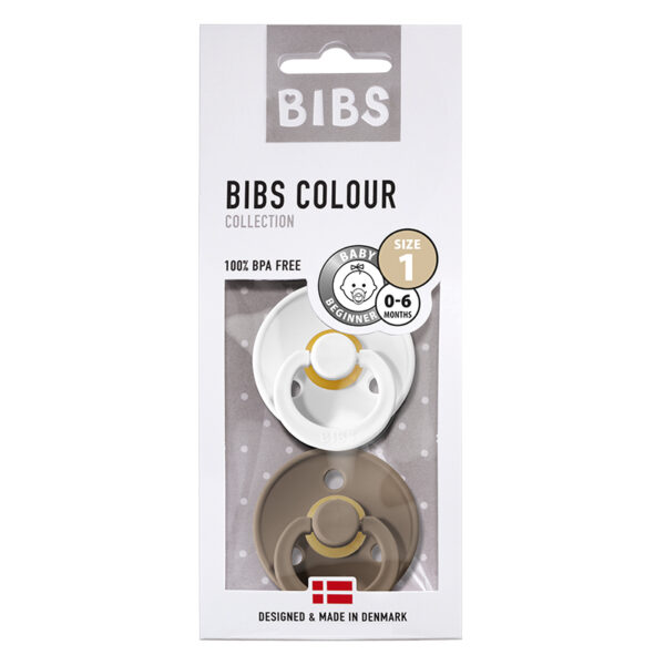 Bibs Color 2 Chupetes Blanco/Marino de Isla 0 a 6 meses